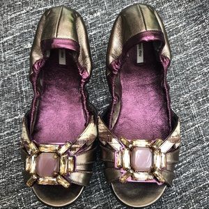 Miu Miu Purple Bejeweled Embellished Ballet Flats